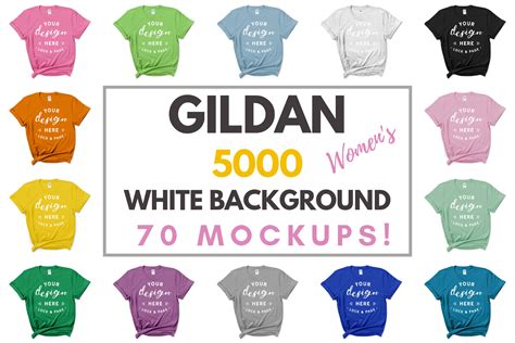 Download Gildan 5000 Feminine Knotted T-Shirt Mockup Bundle On White